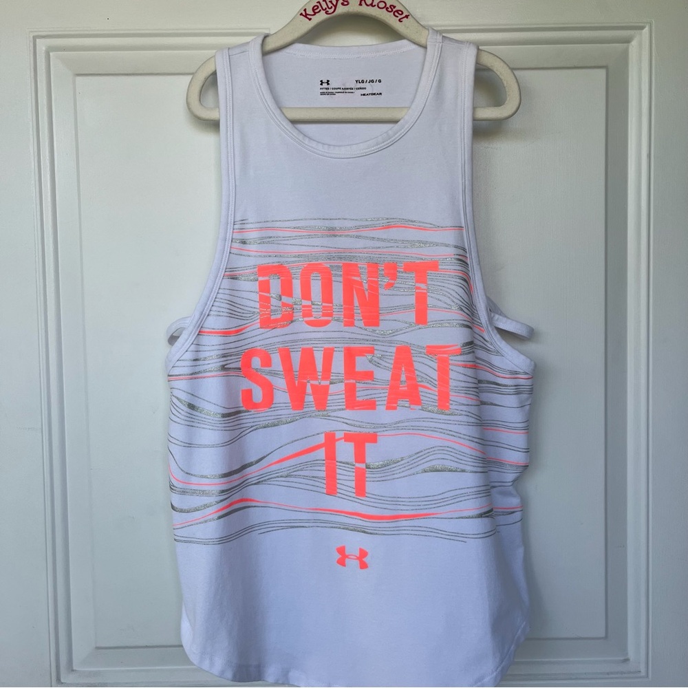 •Under Armour• Girls HeatGear Fitted “Don’t Sweat It” Tank Top - Size Large